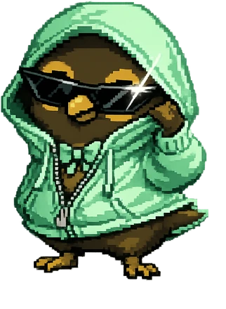 Chiwi con hoodie y lentes de sol