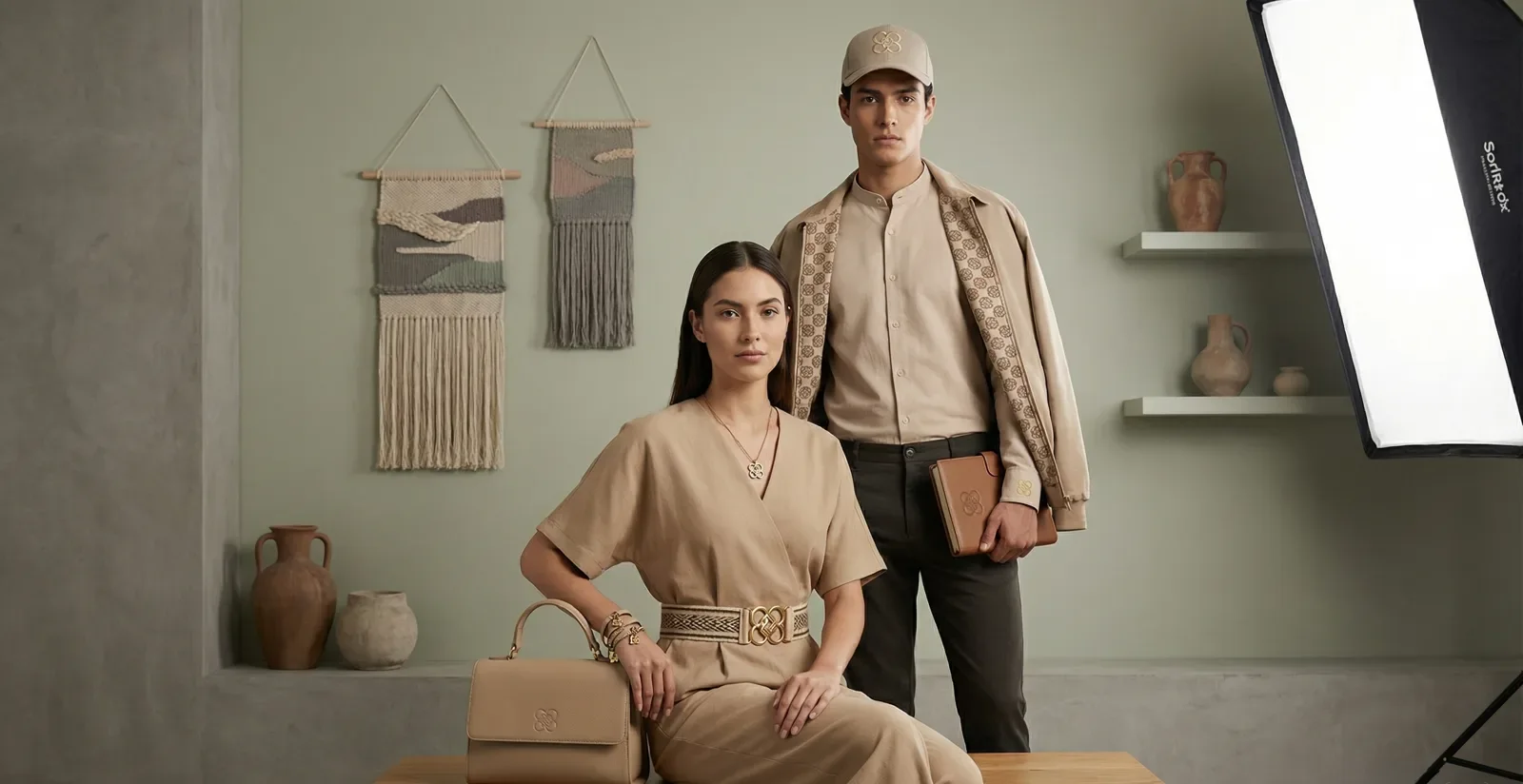 Campaña de moda en set de estudio